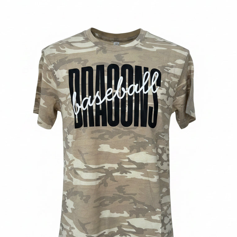 Tan Camo Tee Dragons Baseball Puff