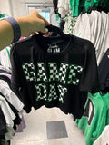 Youth Black Winged Crop w/ Checkered Game Day
