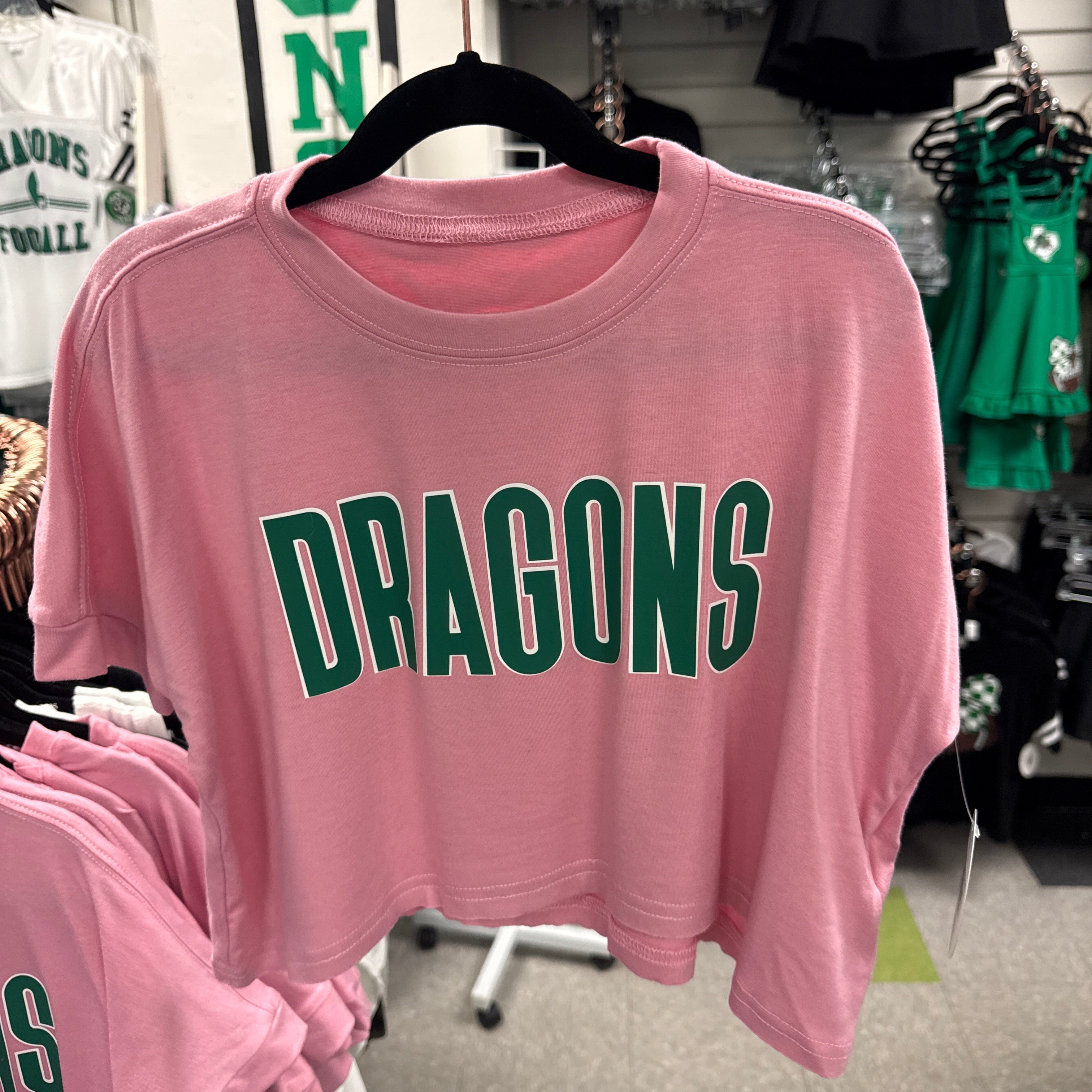 Youth Light Pink Crop Green Dragons