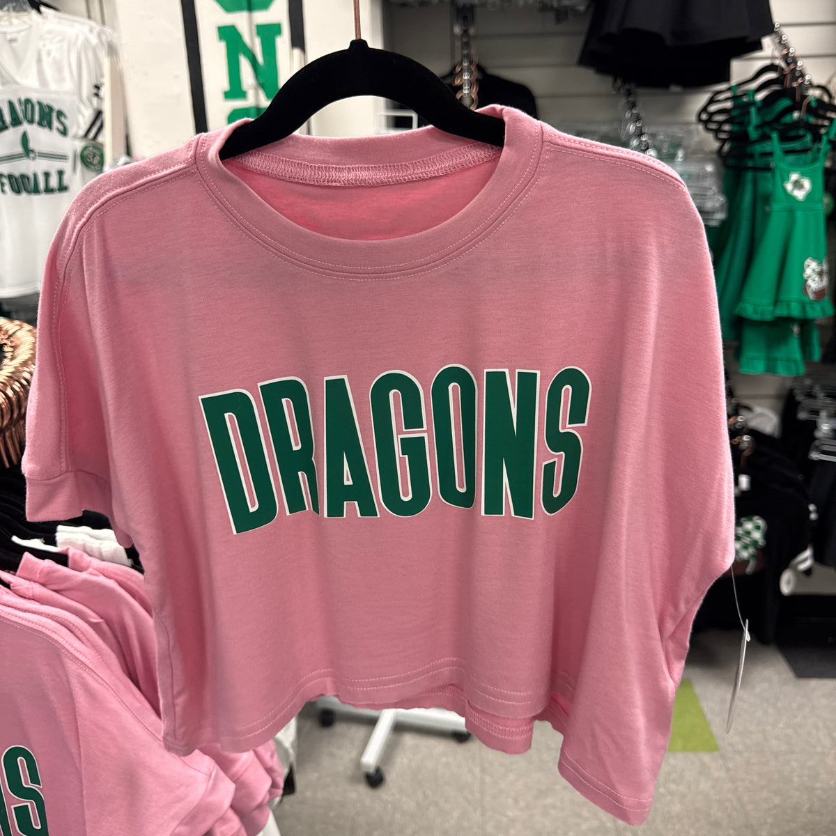 Youth Light Pink Crop Green Dragons