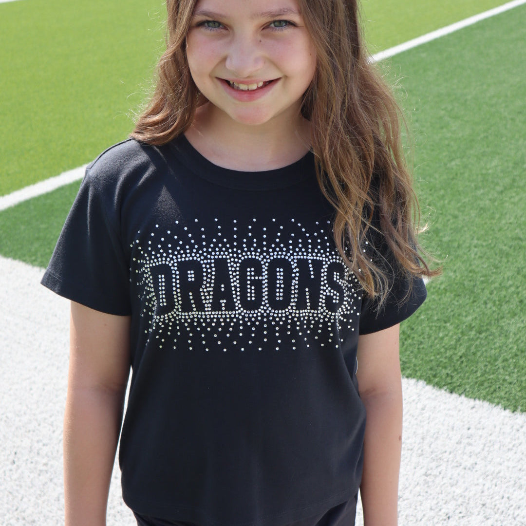 Black Tee with All Stone Dragon Burst