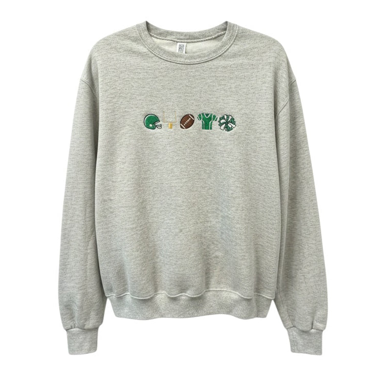 Gray Embroidered Mini Football Emoji Crew