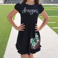 Youth Girls Black Dress Football Checkered Bow