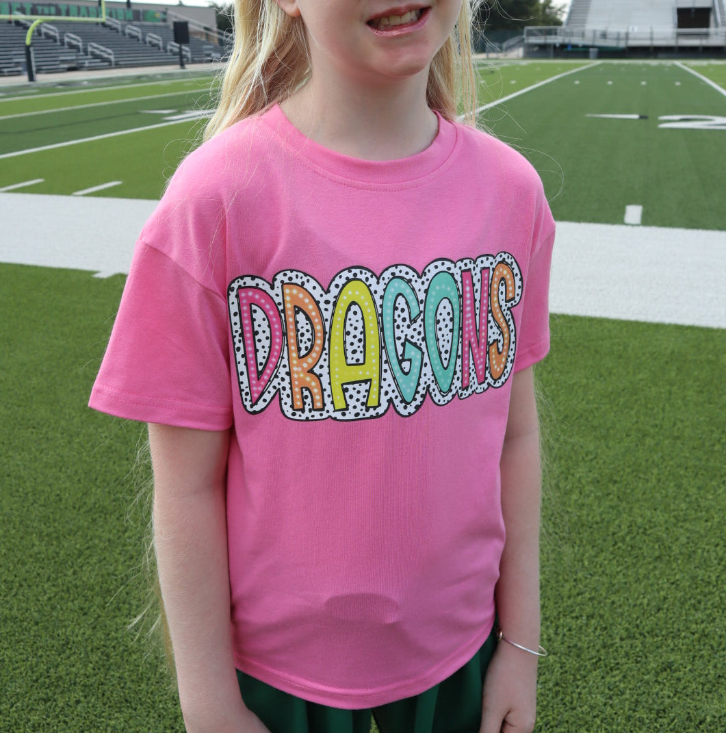Youth Girls Pink T-Shirt Bright Dragons