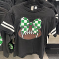 Toddler Black w/ white striped Tee Bow/Football
