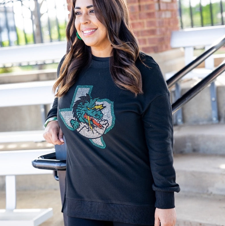 Women's Black Cozy Sweatshirt w/ all stone logo