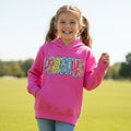 Youth Pink Hoodie w/ colorful Dragons dots