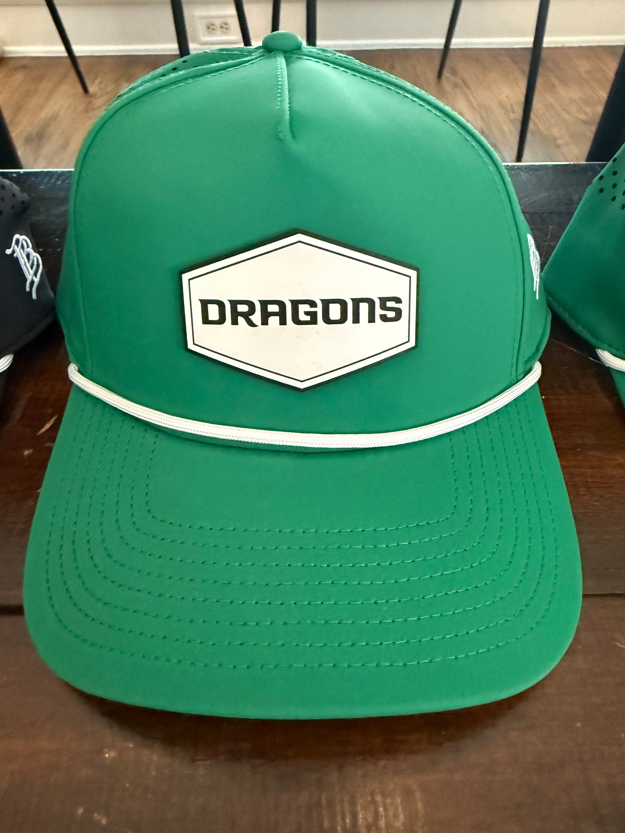 BB Curved 5 Panel Rope Hat Kelly Green w/ Dragons Patch