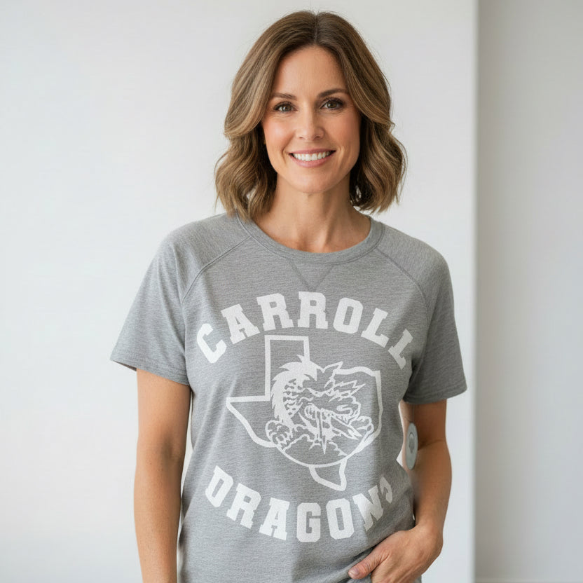Gray SS Sweatshirt Carroll Dragons & Logo