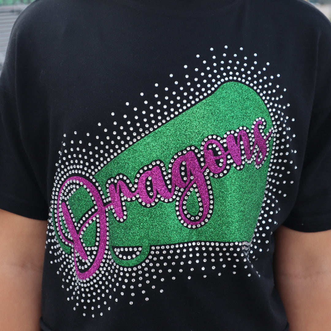 Youth Black Boxy Crop Megaphone Burst