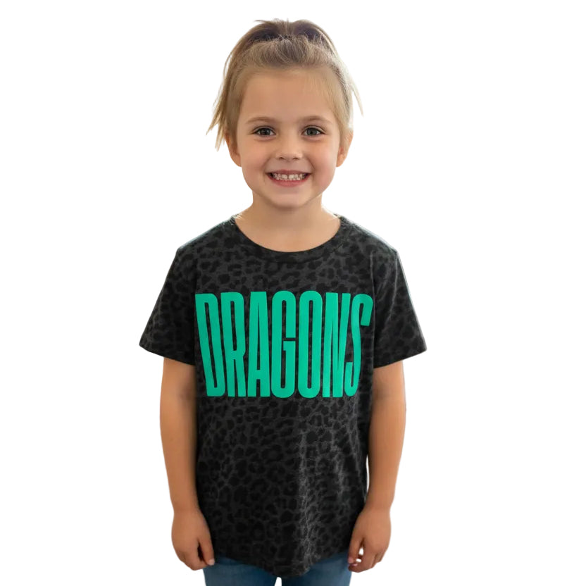 Youth Black Animal Print Tee Dragons