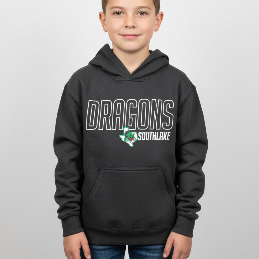 Youth Black Hoodie Dragons-Southlake