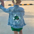 Youth Jean Jacket Fringe w/ Rhinestone Burst Logo