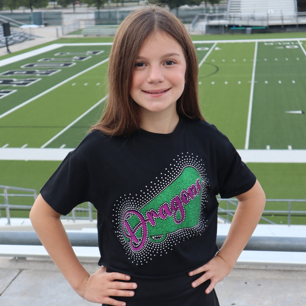 Youth Black Boxy Crop Megaphone Burst