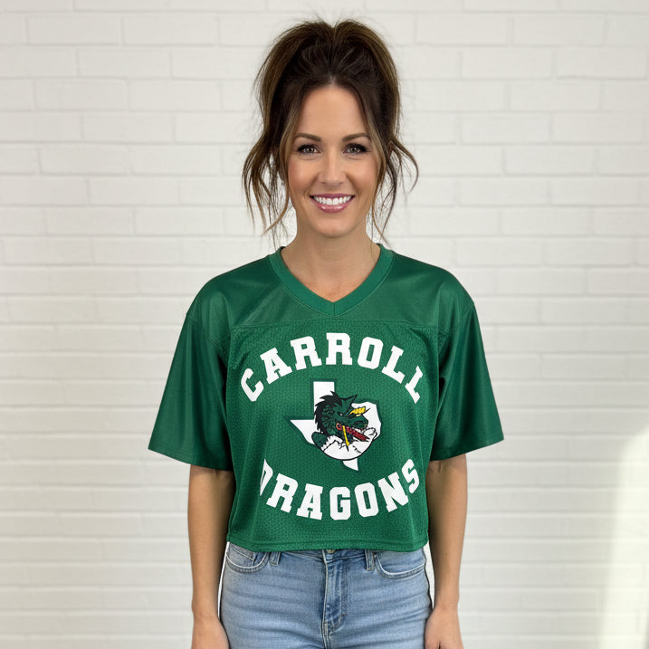 Green Football Jersey Martin W/ Flat Carroll Dragons and logo