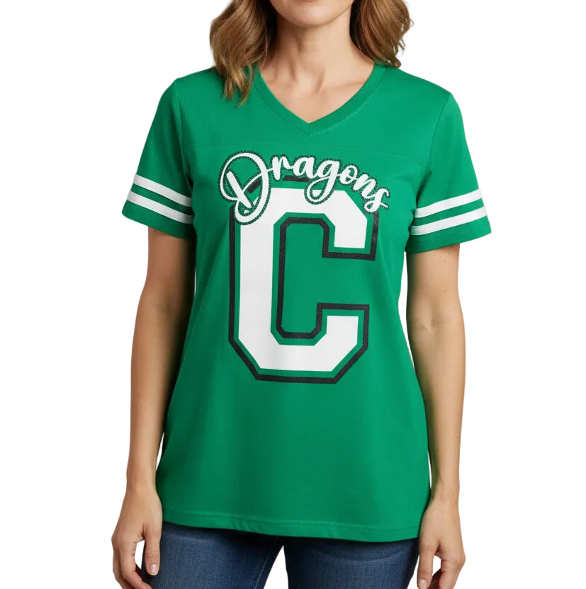 Green C Dragons V-Neck Tee