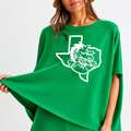 Green SS Long Top White Glitter Logo