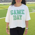 White Crop Checkered Game Day