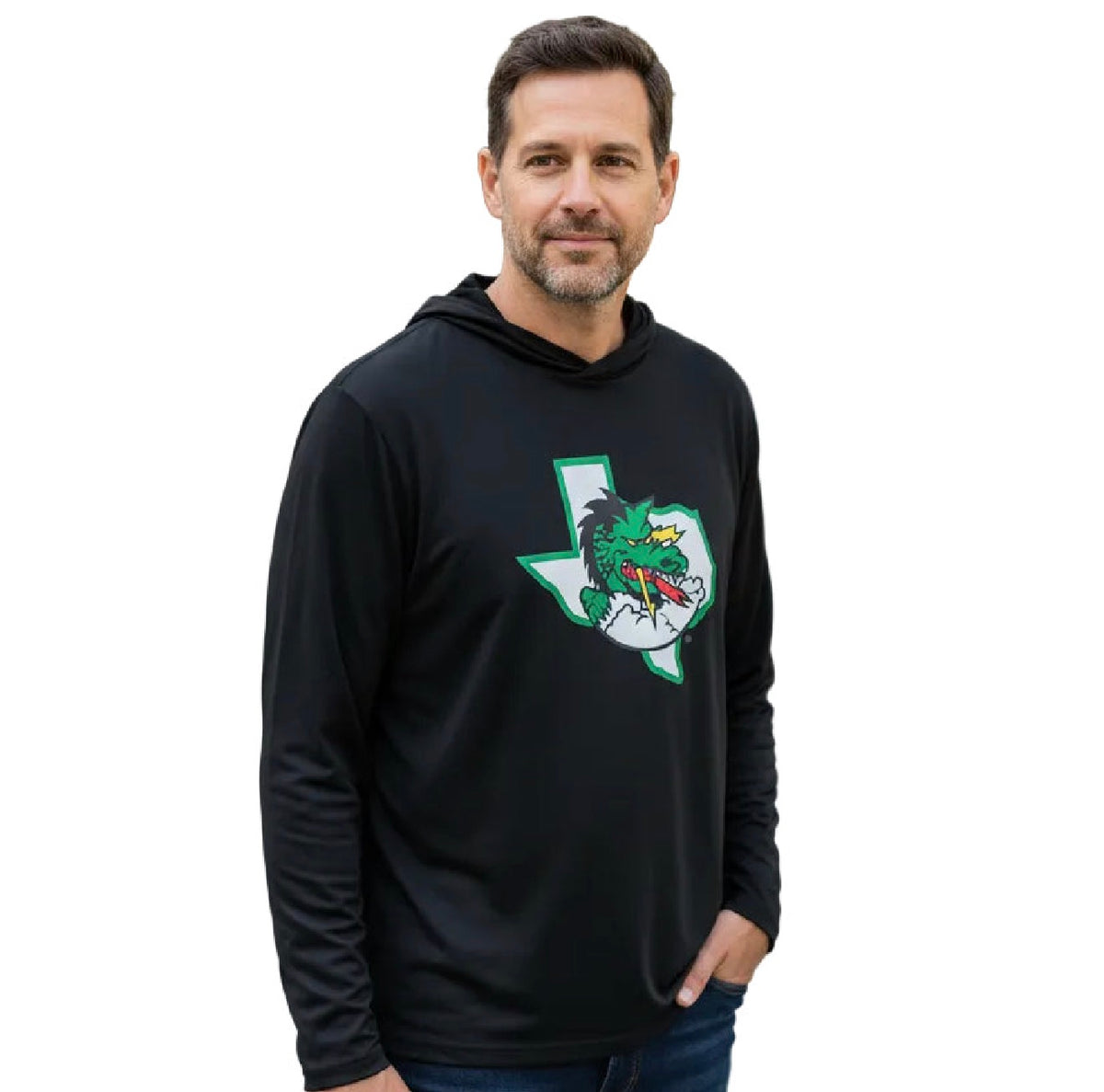 Men's Black LS Lightweight Hoodie Logo