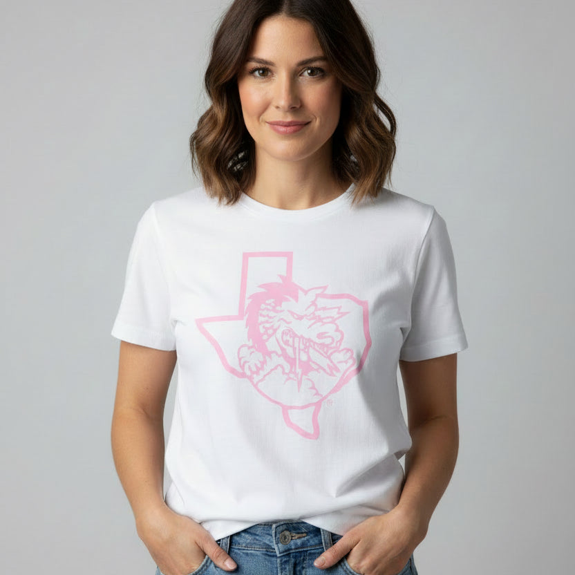 White Bella Tee Pink CISD Flat Logo