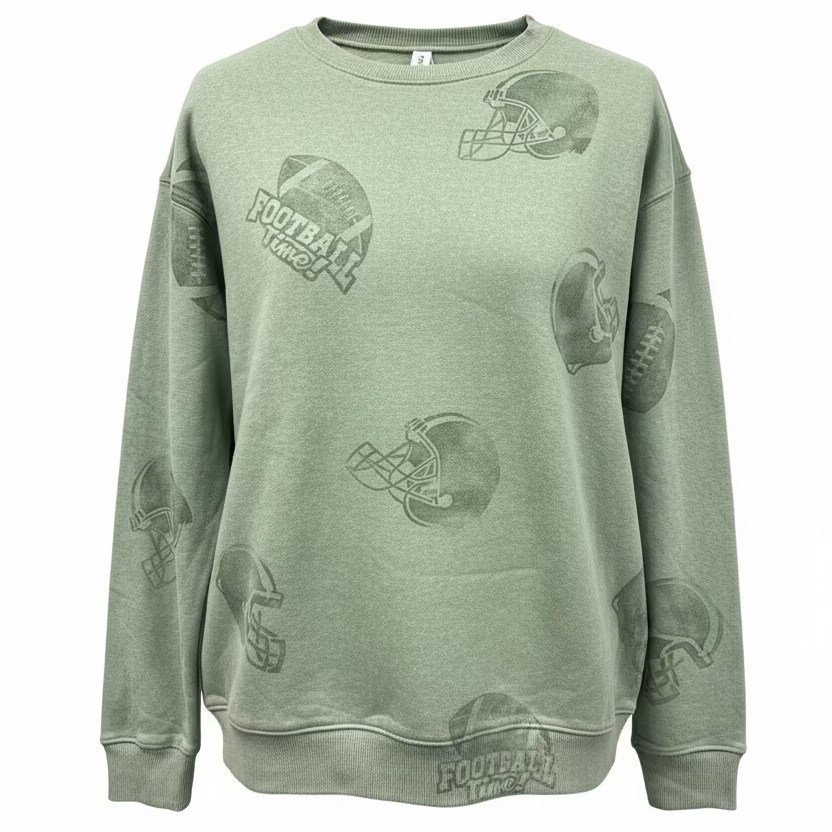 Green Stamped Football Crew