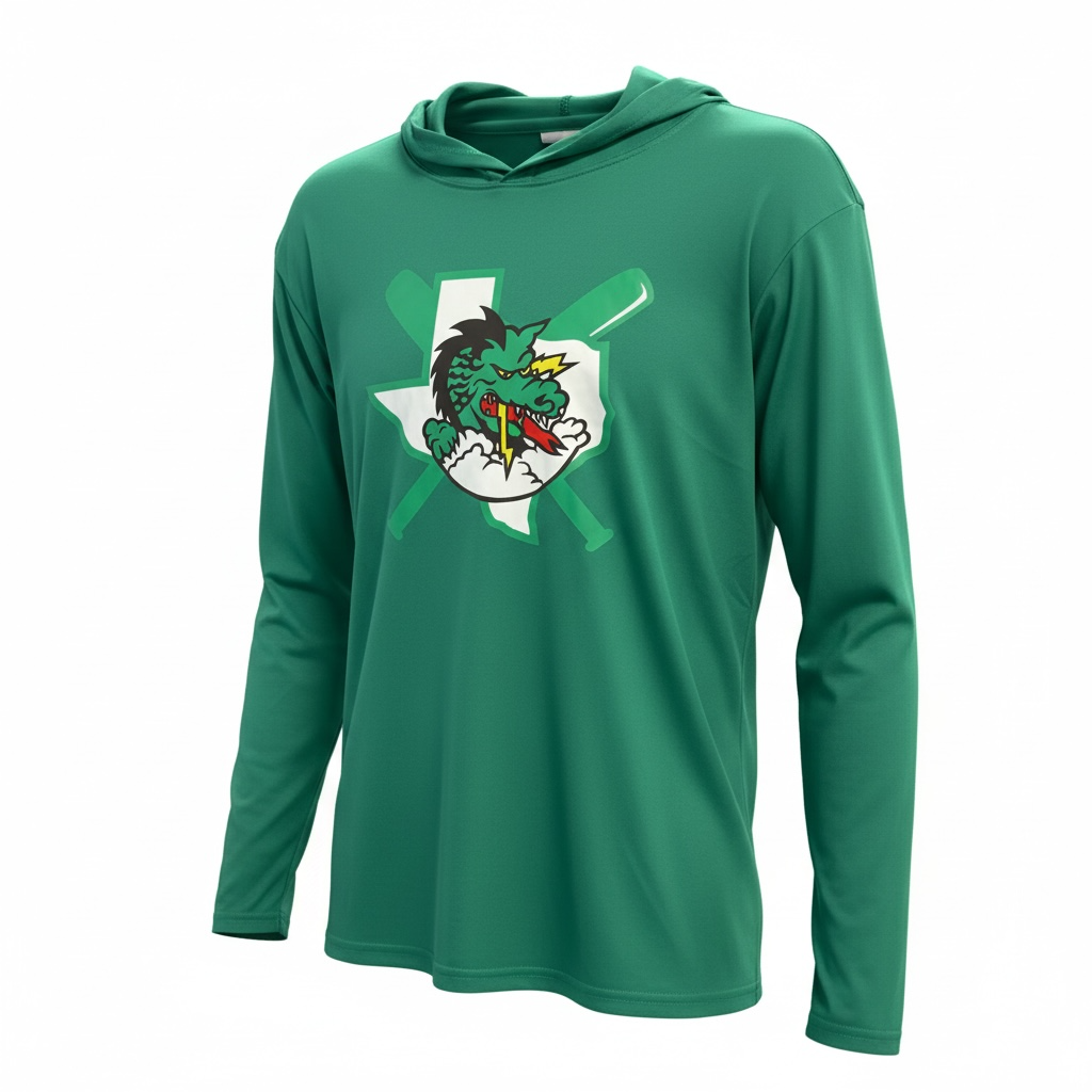 Men's Green LS Lightweight Hoodie DYB Logo