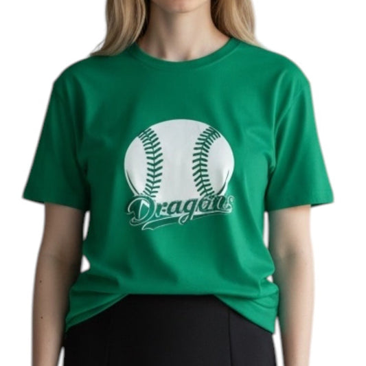 Green Athletic T-Shirt Baseball Dragons Swoosh Flat