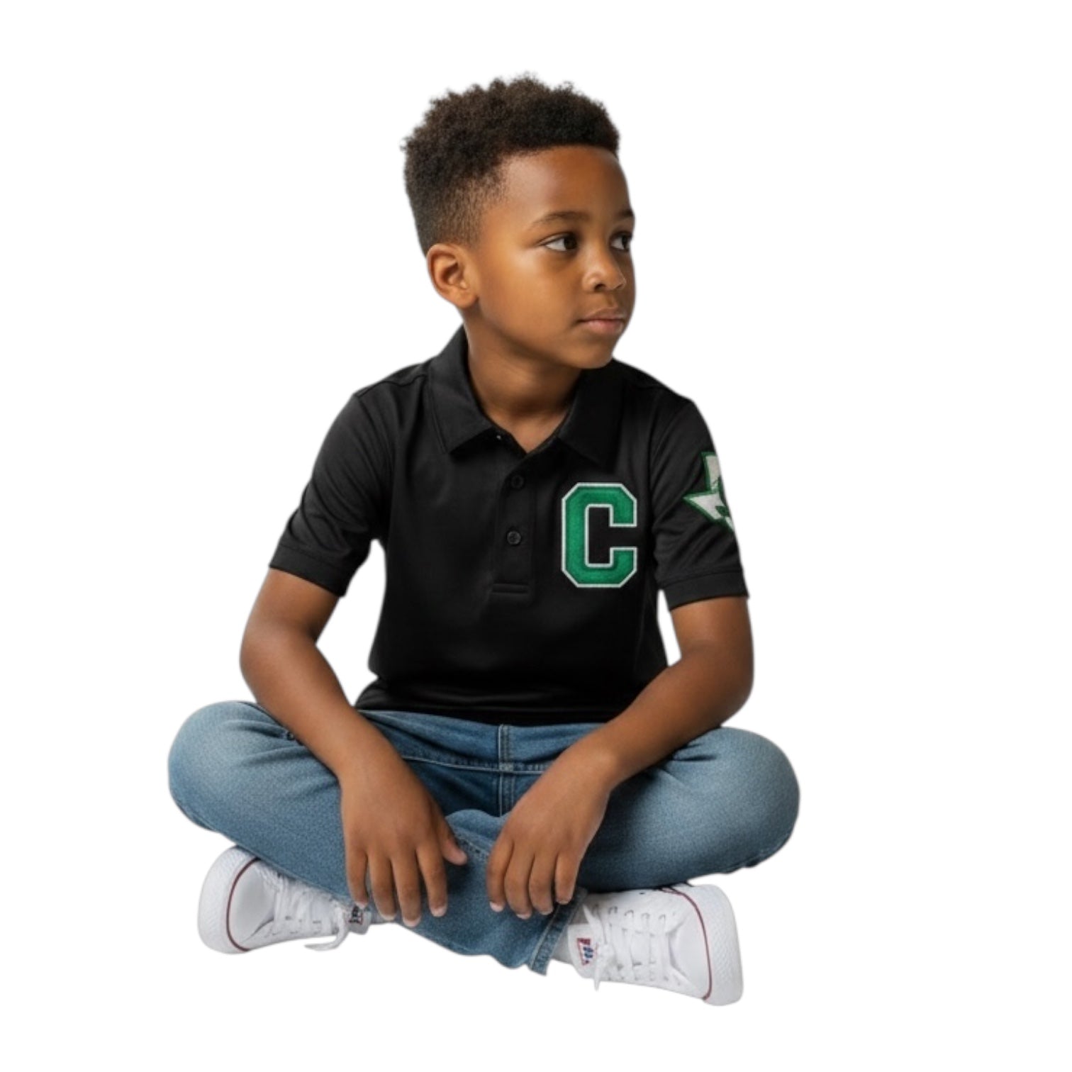 Youth Black Polo with C