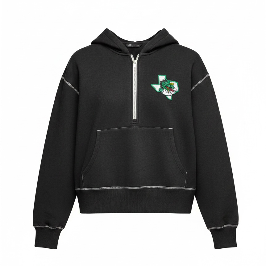 Women's Quarter Zip Hoodie w/ patch