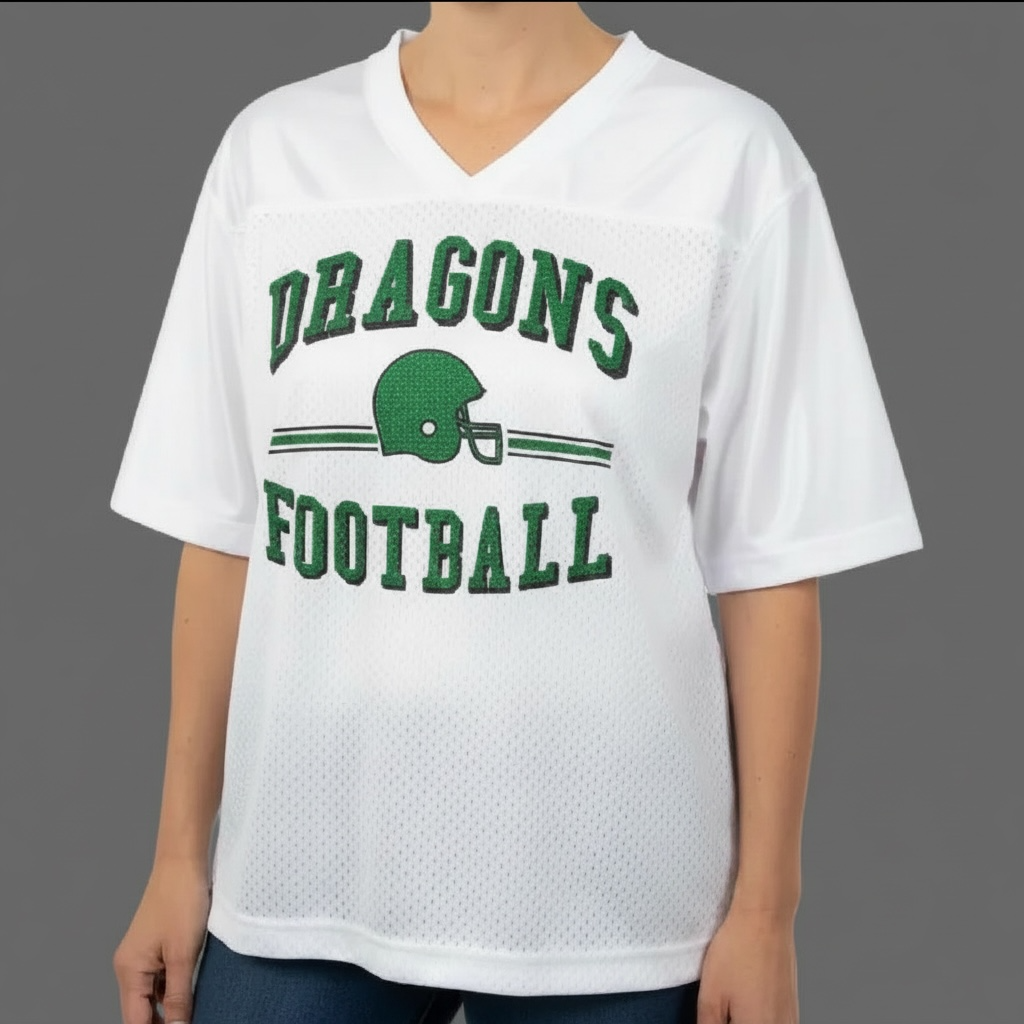 White Champro Jersey with Glitter Football & Helmet