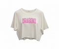 White Boxy Crop Tall Pink Dragons