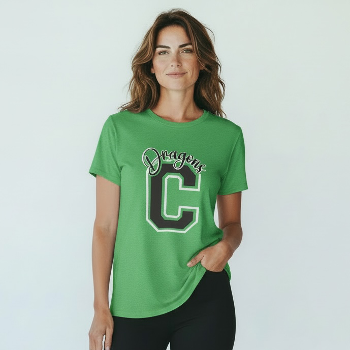 Oversized Knit SS Green Tee Flat C Dragons
