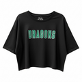 Black Boxy Crop with Flat Dragons