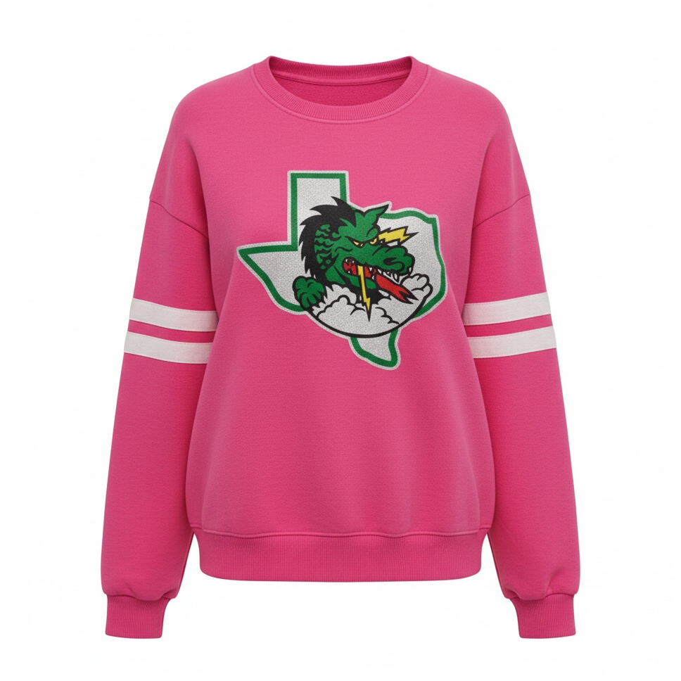 Hot Pink Sweatshirt White Stripes Glitter Logo