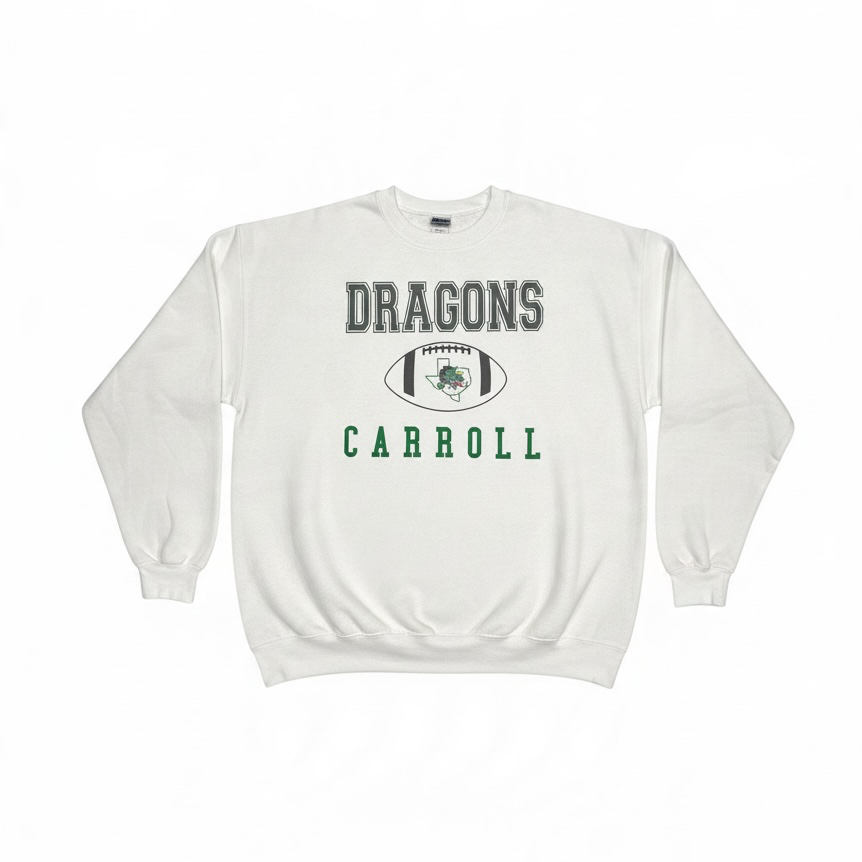 White Crew Flat Dragons Carroll w/ Football