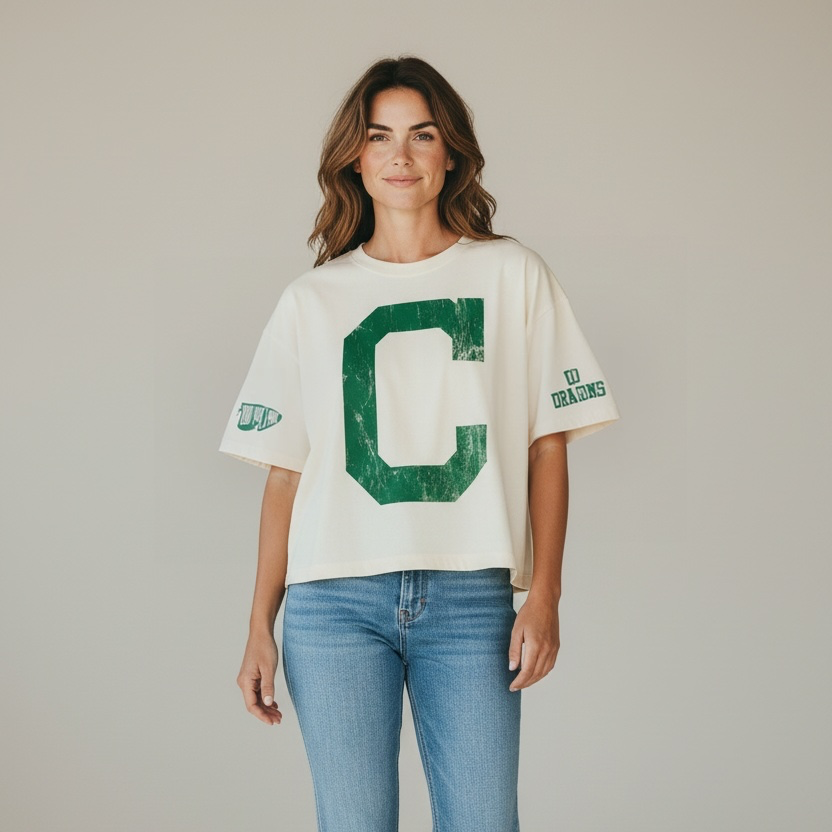 Cream Boxy Crop Big C