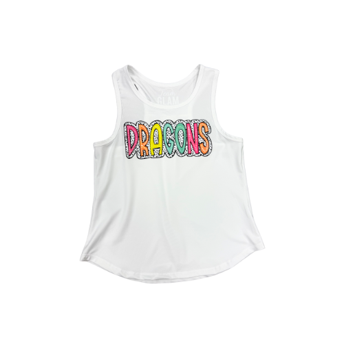 Youth White Tank Multicolored Dragons